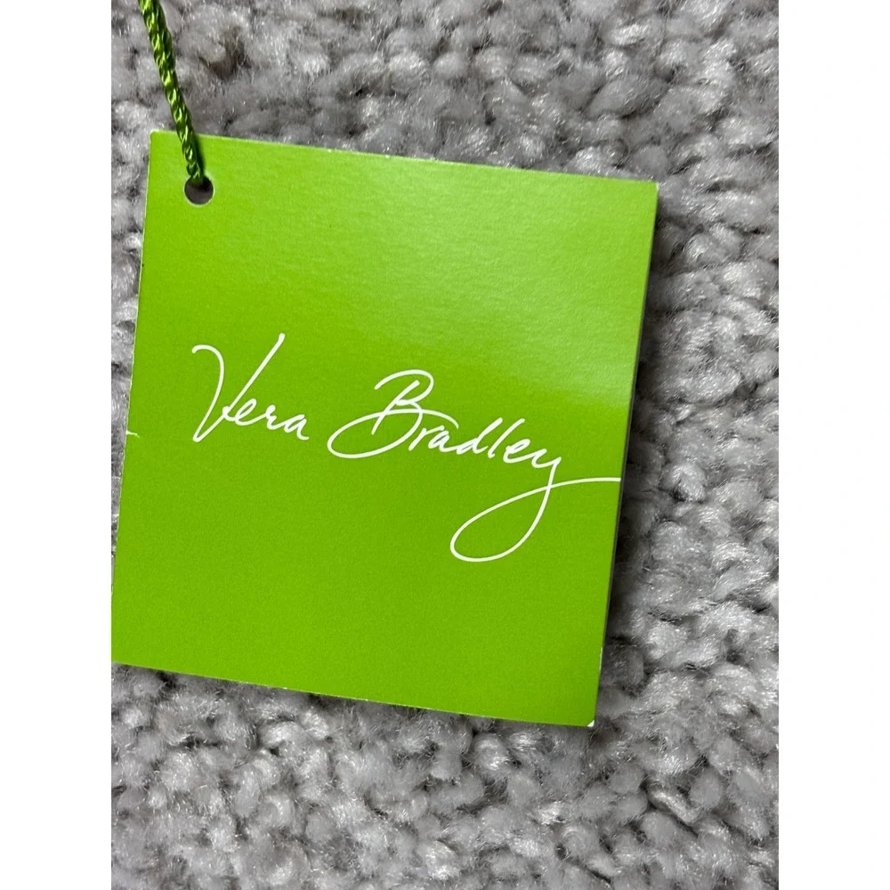 Vera Bradley‎ Palm Fronds Embellished Infinity Scarf Pink Lime Green Pom Pom NWT